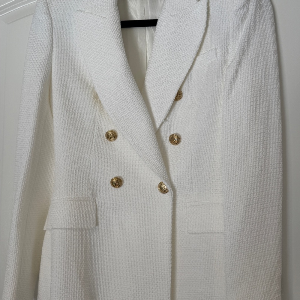Zara White Blazer with Gold Buttons